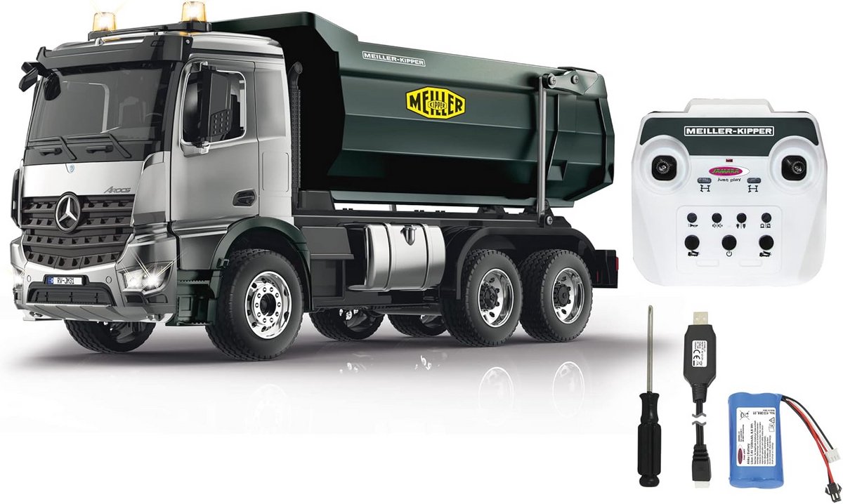 grote rc kiepwagen 1 20 2 4ghz grijs metaal en robuust speelgoed