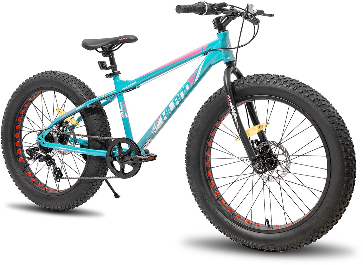 hiland 20 inch kids fatbike mountainbike voor jongens meisjes shimano 7 versnellingen dubbele schijfremmen vanaf 5 jaar