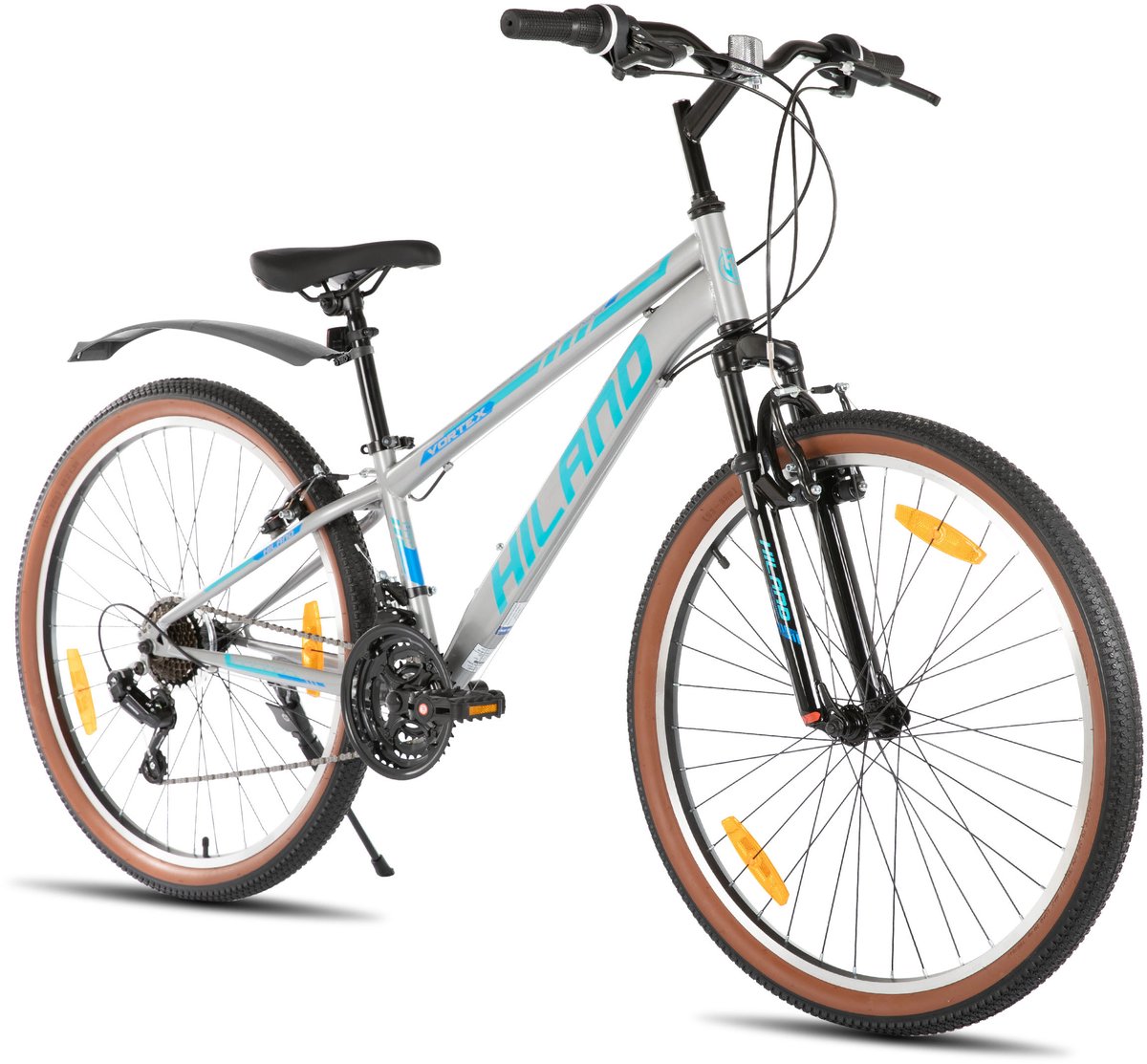 hiland mountainbike 26 inch 21 versnellingen hardtail mtb voor heren dames v brakes grijs