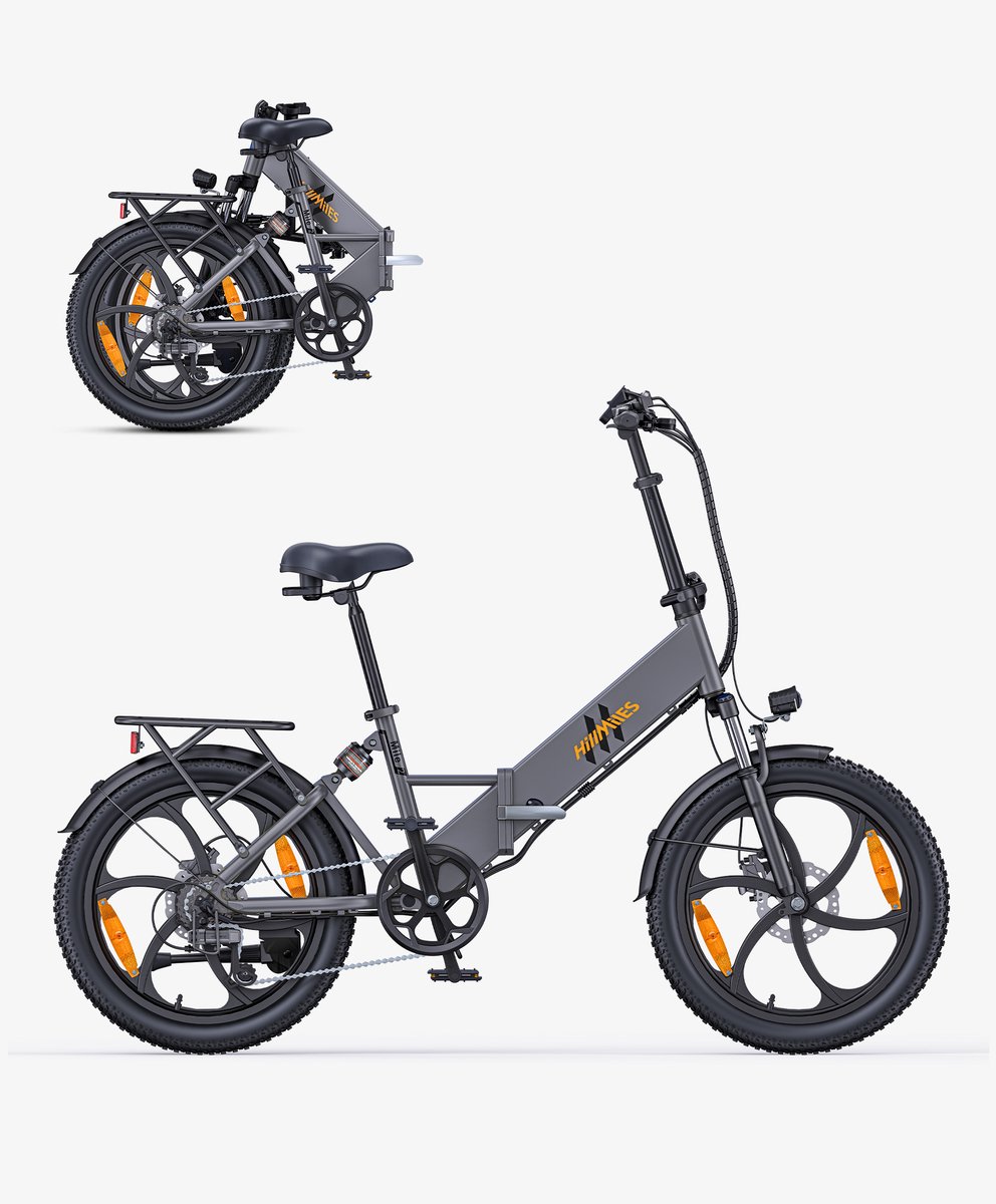 hillmiles mile 2 elektrische fiets actieradius 60km verwijderbare batterij 36v13ah motor 250w shimano 7 versnellingen 20 inch opvouwbare city commuter e bike grijs