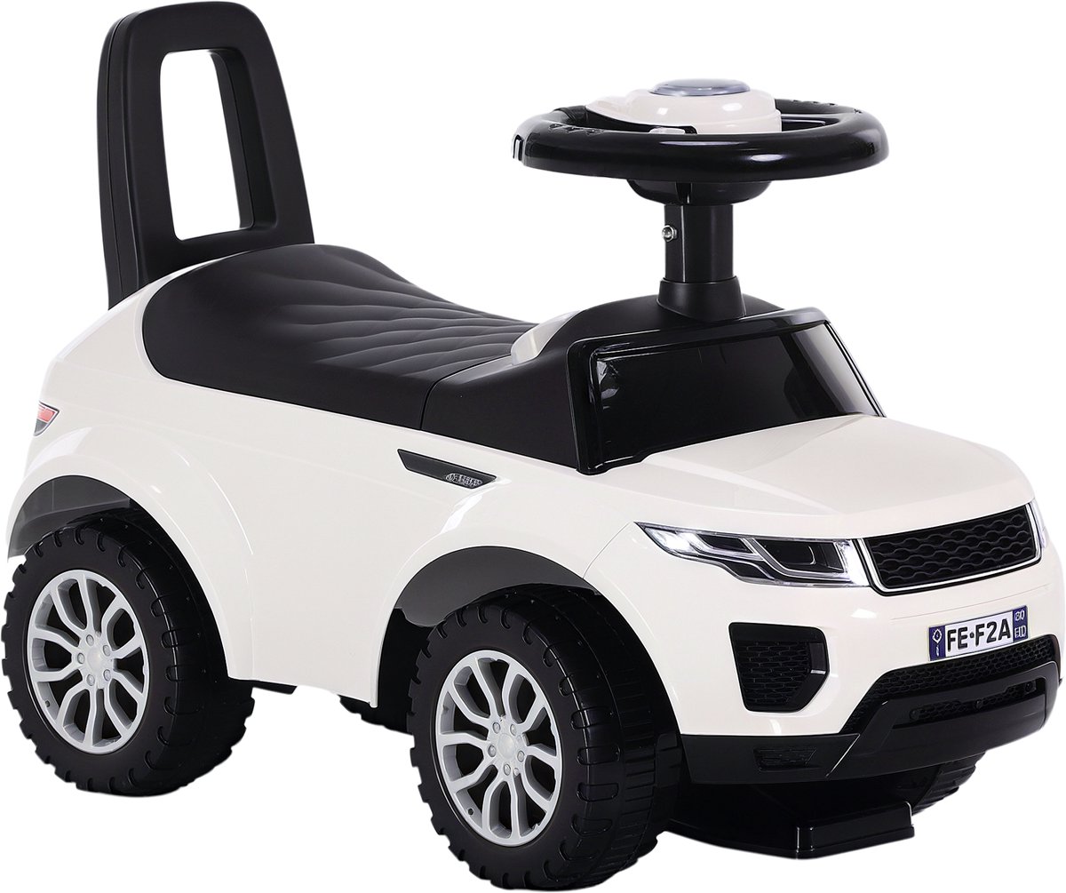 homcom kinderschuifauto kunststof 62x28x41 5cm wit