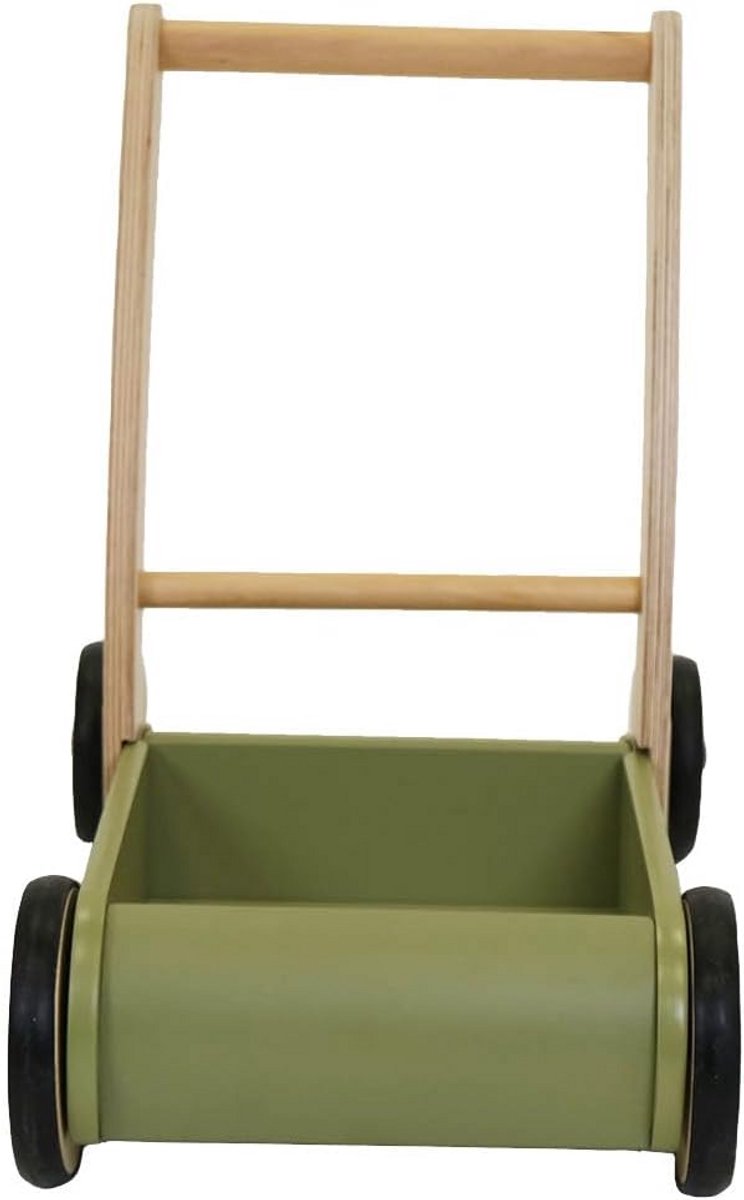 Houten loopwagen met duwstang en rubberen wielen voor peuters Speelgoedkruiwagen kopen online