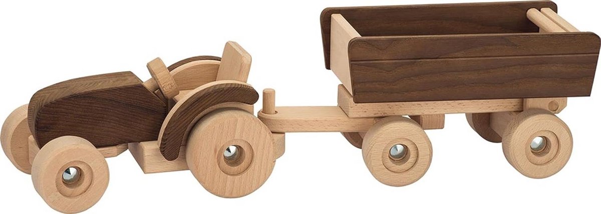 houten tractor met aanhanger duurzaam speelgoed voor kinderen