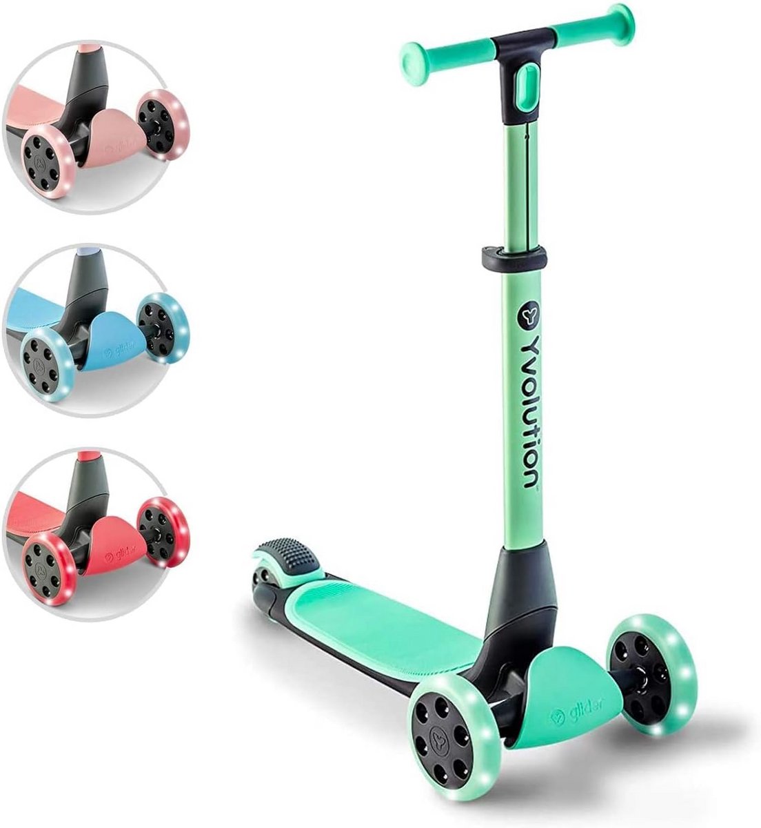 inklapbare driewieler steppen voor kinderen vanaf 3 jaar inclusief opbergvak blauwgroen