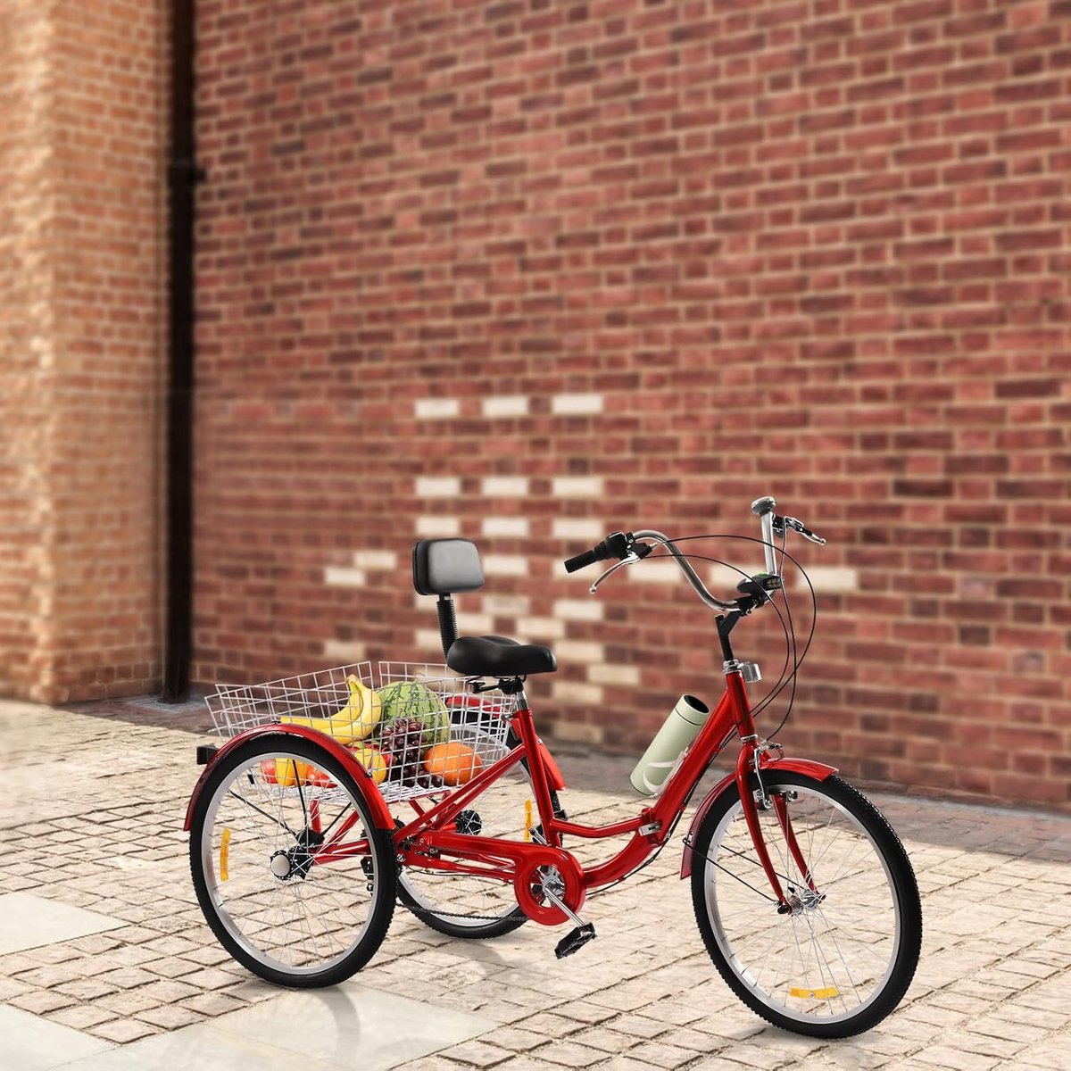 Inklapbare Driewieler voor Volwassenen 24 Inch met 7 Versnellingen en Mand Driewieler kopen online