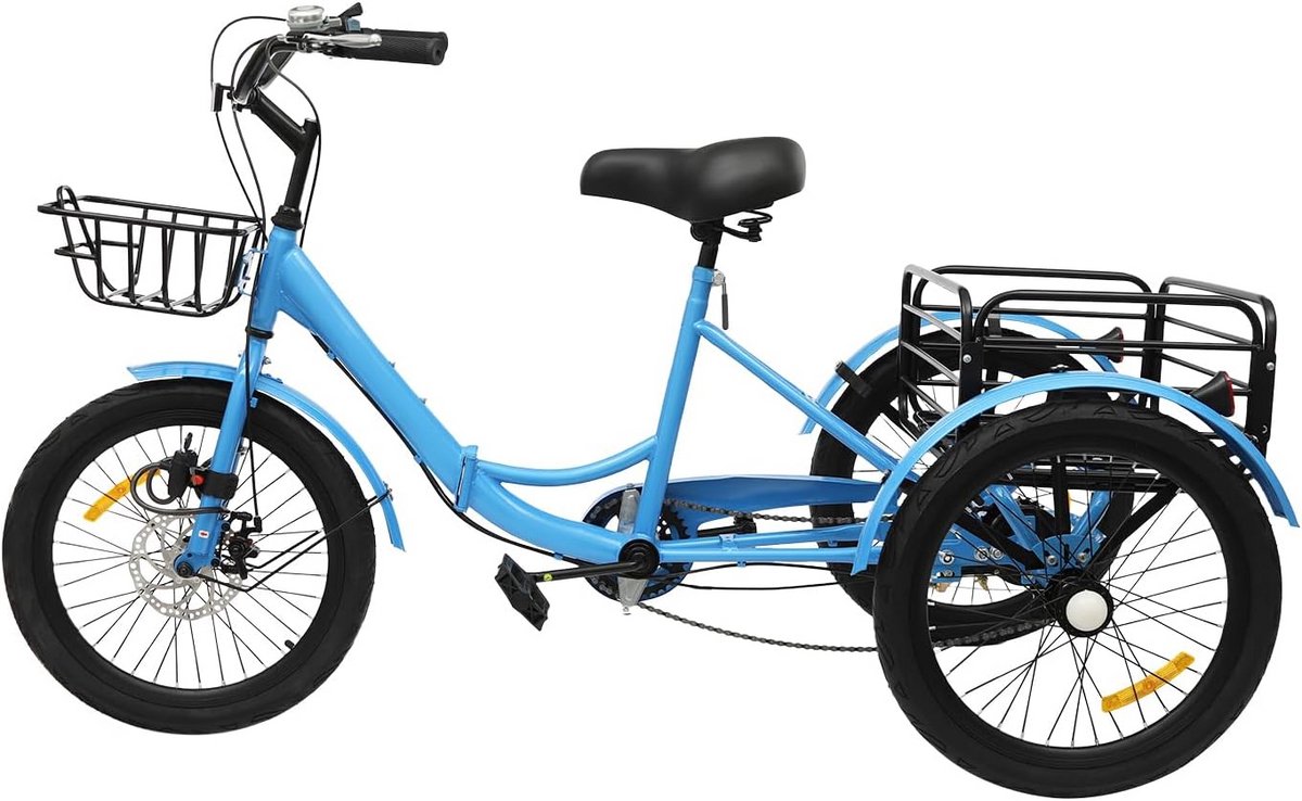 Inklapbare Driewielfiets voor Volwassenen - 7 Versnellingen, Inclusief Mand en Slot Driewieler kopen online
