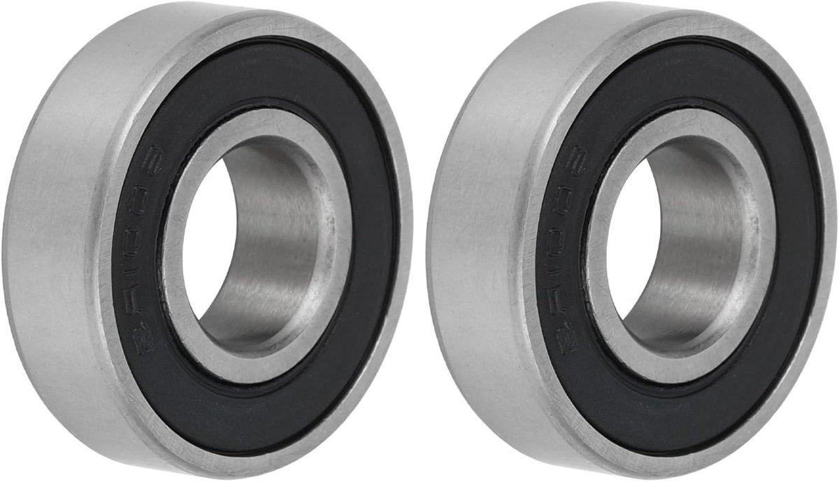 jhubers goods diepe groefkogellagers 6001 2rs p0 12 x 28 x 8 mm gesmeerde kogellagers dubbel rubber zwart zilver step wiel skateboard artikelvervanging geschikt voor kleur of model 2 stuks