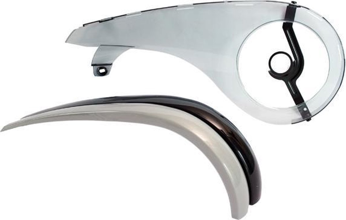 kettingscherm axa scope 2 voor 44 tands tandwielen lichtgrijs met zwarte rand winkelverpakking