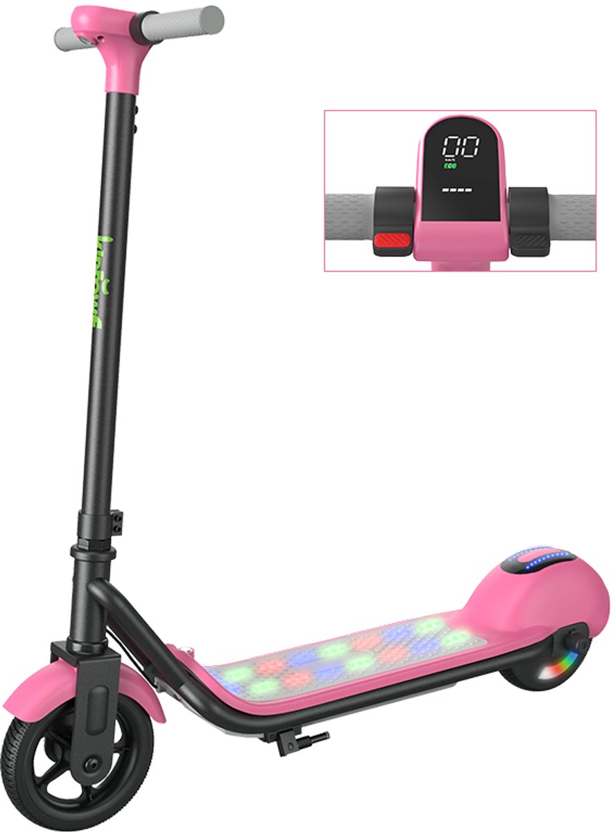 KIDDOWE K1 Elektrische Step Kinderen - LED-Scherm - 24 V / 3AH - 3 Snelheden - 6-12 Jaar Oud - 8 km kilometerstand - Roze Step kopen online