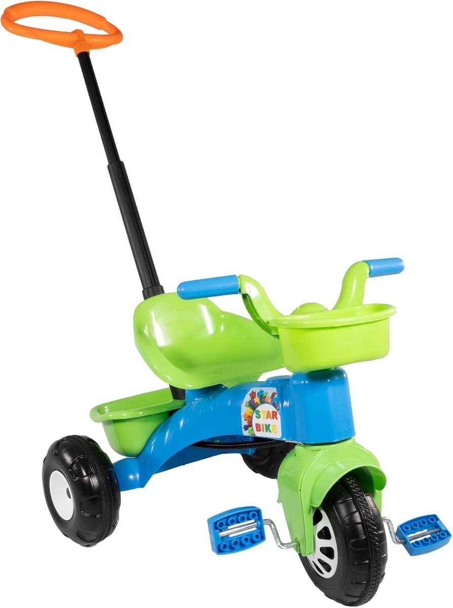 kinder driewieler vanaf 2 jaar met duwstang en opbergmanden