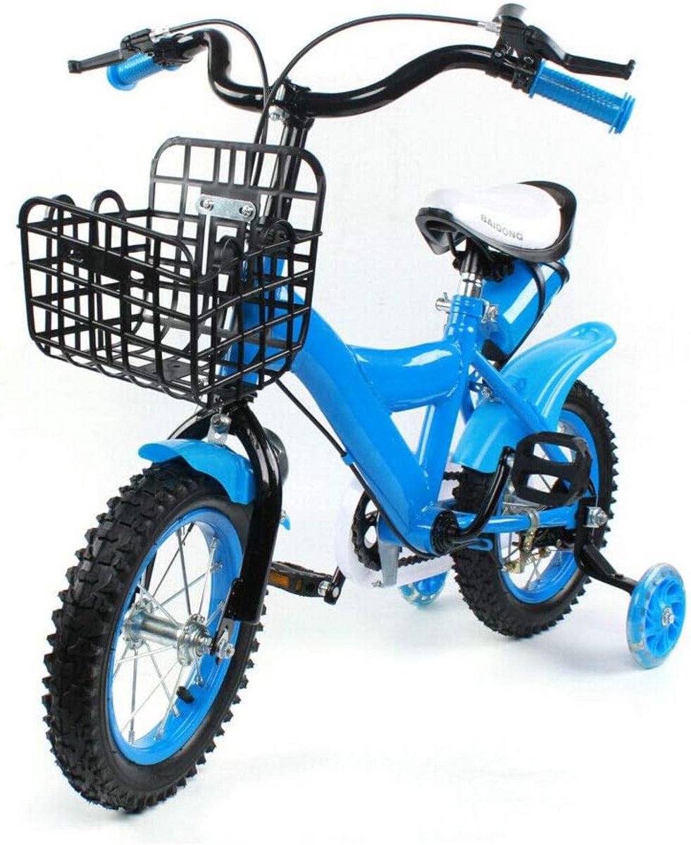 Kinderfiets 12 inch Jongens en Meisjes - Stevige Blauwe Kinderfiets met Zijwieltjes Kinderfiets kopen online
