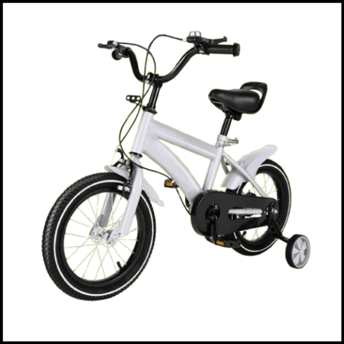 Kinderfiets 14 Inch – Veiligheidstrainingswielen – Verstelbaar PU-Zadel – Rubberen Banden – Wit Kinderfiets kopen online