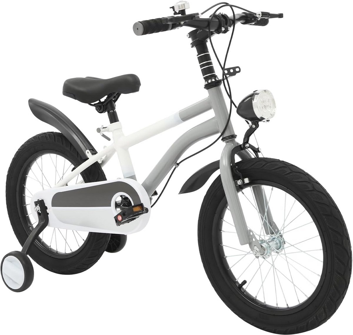 Kinderfiets 16 inch met Zijwieltjes en Verstelbaar Stuur voor Jongens en Meisjes Grijs Kinderfiets kopen online
