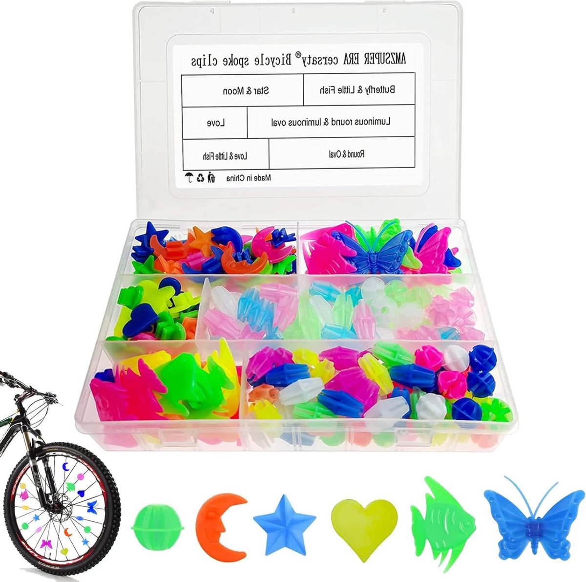 Kinderfiets accessoires set 277 stuks - spaakclips fiets - spaakklikker - decoraties - jongens meisjes - 9 vormen - kunststof - fiets decoratie - fietsaccessoires Kinderfiets kopen online