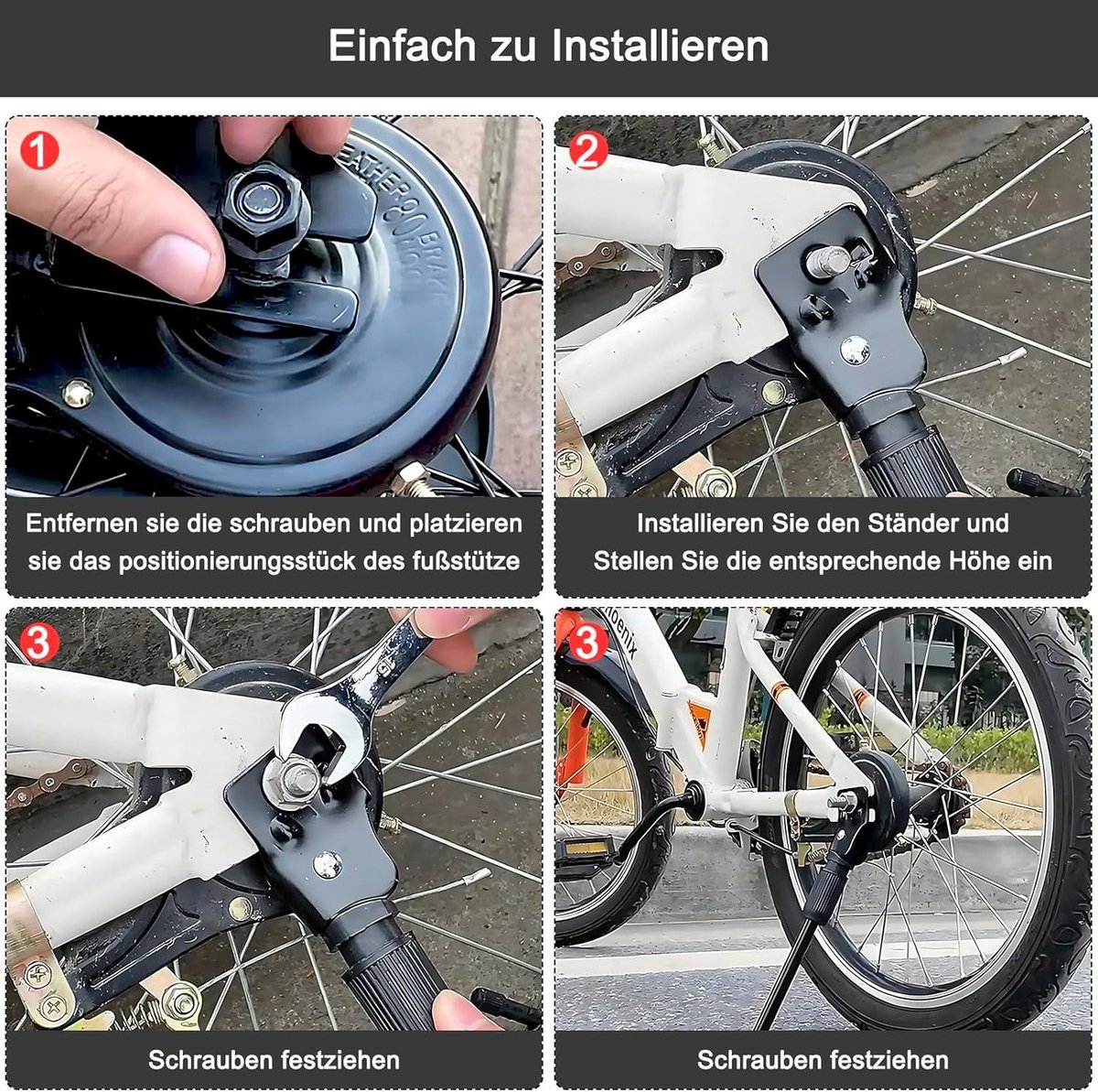 Kinderfiets Achterbouwstandaard 16 inch - Zijstandaard - Aluminiumlegering - Wielstandaard met 20 reflectorstickers Kinderfiets kopen online