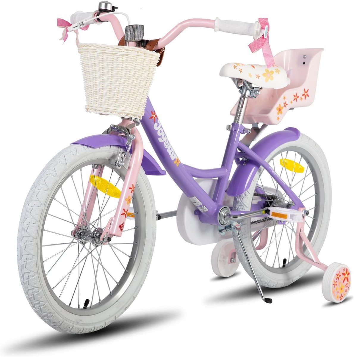 kinderfiets meisjes 18 inch inclusief poppenzitje zijwieltjes mand en roze wimpels