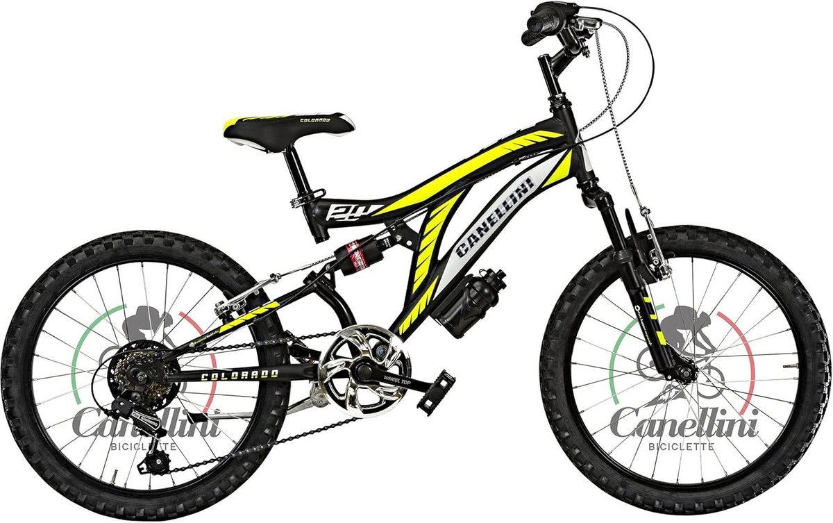 Kinderfiets MTB Volledig Geveerd 20 Inch Fiets Zwart Geel Kinderfiets kopen online