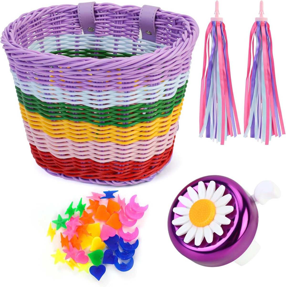 Kinderfietsmandset met bel en streamers - Decoratieaccessoires voor meisjes Kinderfiets kopen online