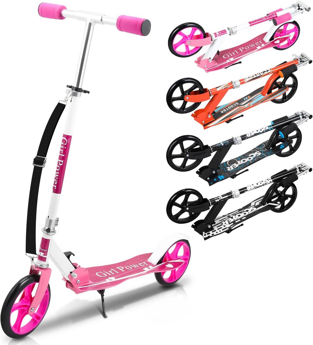 kinderscooter met grote wielen inklapbaar en in hoogte verstelbaar