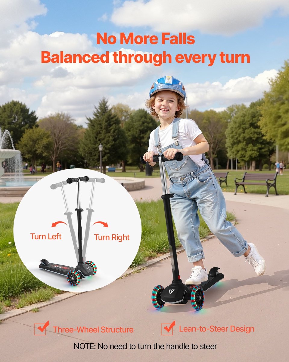kinderstep 3 wiel step vanaf 3 jaar led wielen in hoogte verstelbaar stuur antislip deck lichtgewicht aluminium frame draagvermogen 75 kg zwart