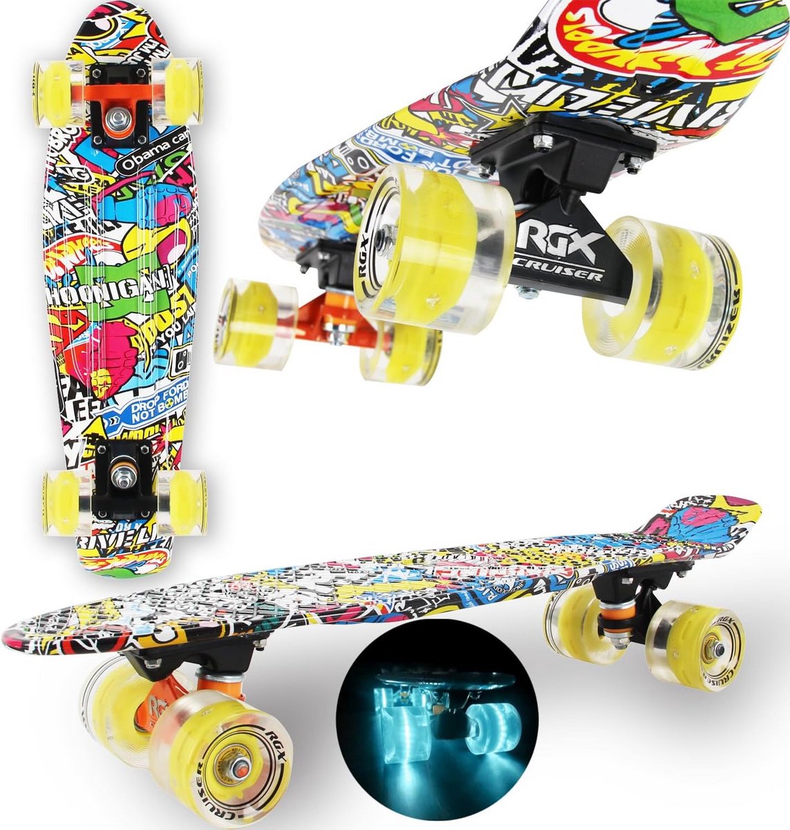 lichtgevend skateboard mini cruiser 22 inch led wielen voor kinderen en volwassenen