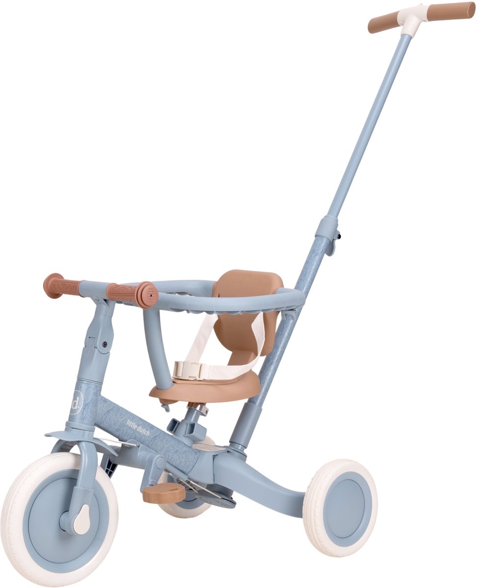 little dutch 4 in 1 driewieler met duwstang safari dreams blue