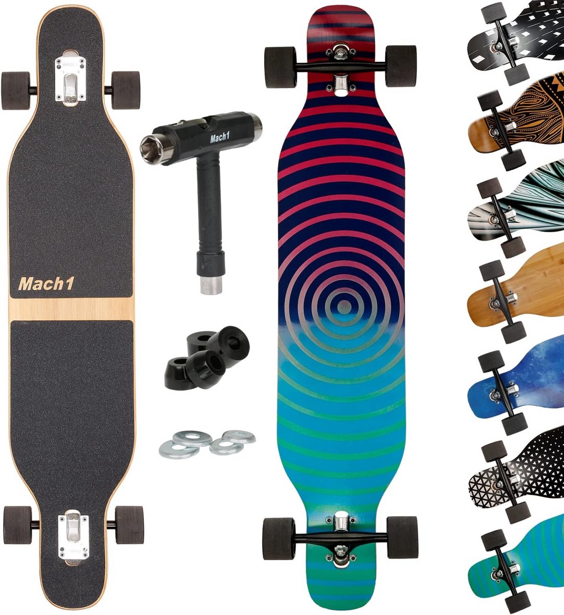 longboard compleet met keramische lagers drop through cruiser voor cruisen en slides