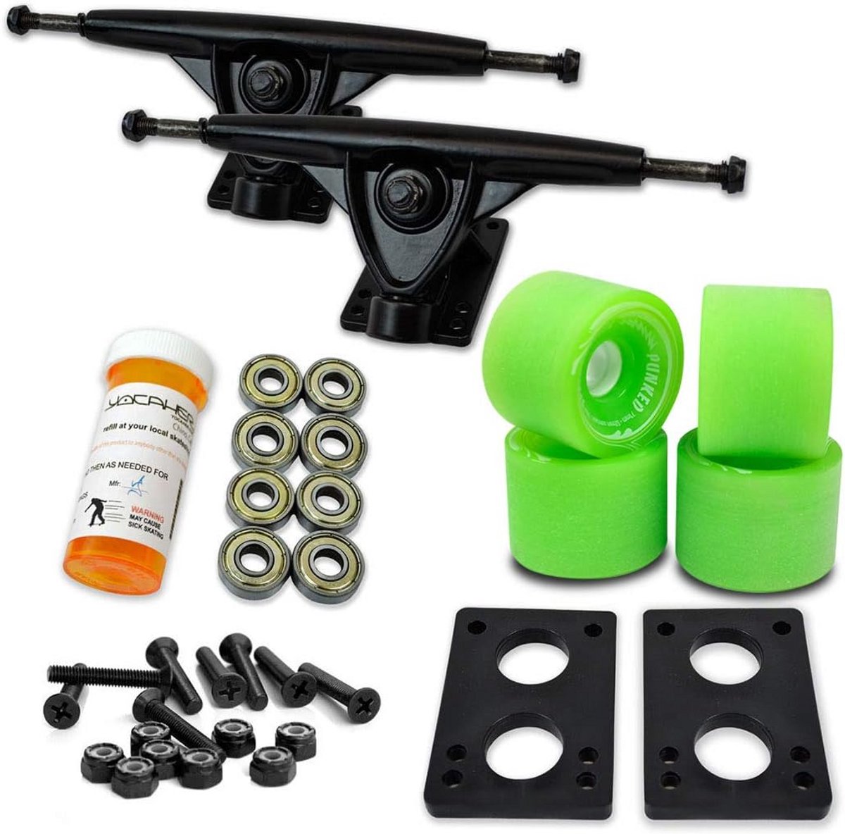 longboard skateboard set 71mm wielen 180mm trucks en complete hardware
