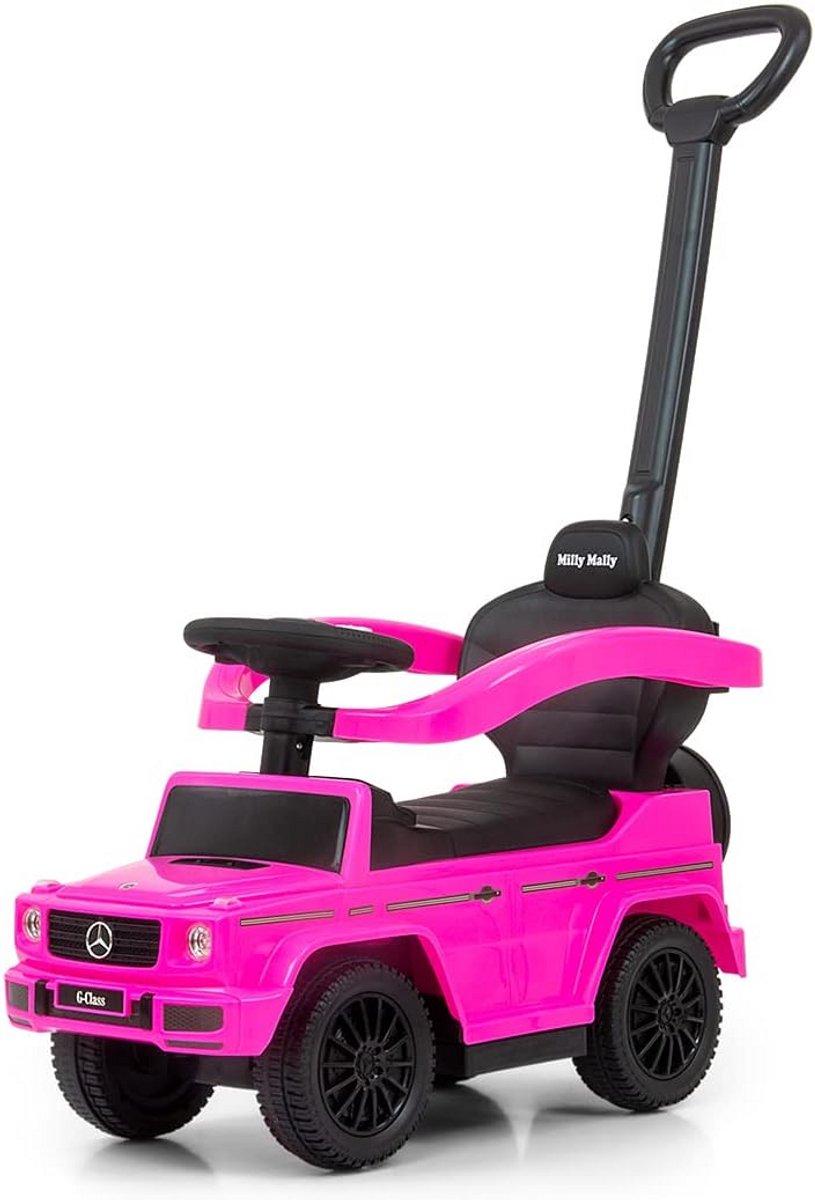 loopauto loopwagen loopfiets kind 2 in 1 met duwstang en veiligheidsbeugel roze