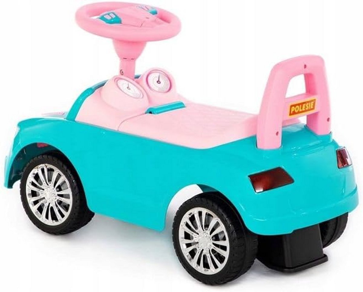 loopauto turquoise supercar kinderen loopwagen met geluid en duwstang