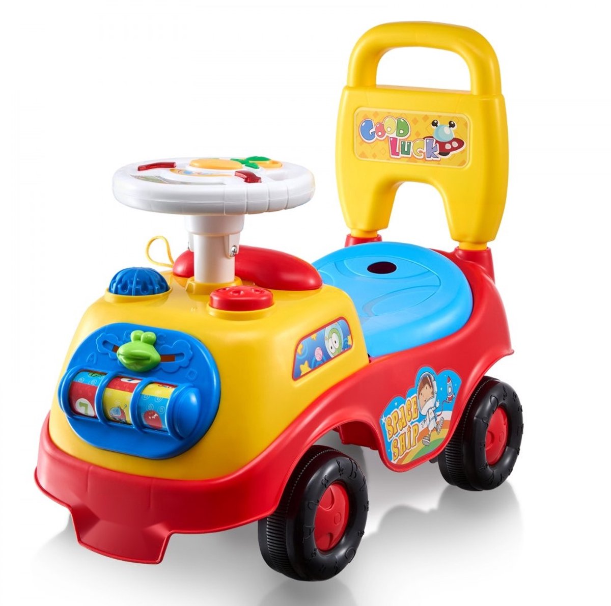 loopauto voor peuters raceauto rijdend speelgoed leeftijd 1 3 jaar muziekstuur en claxon opbergruimte onder de zitting zit en loopfunctie