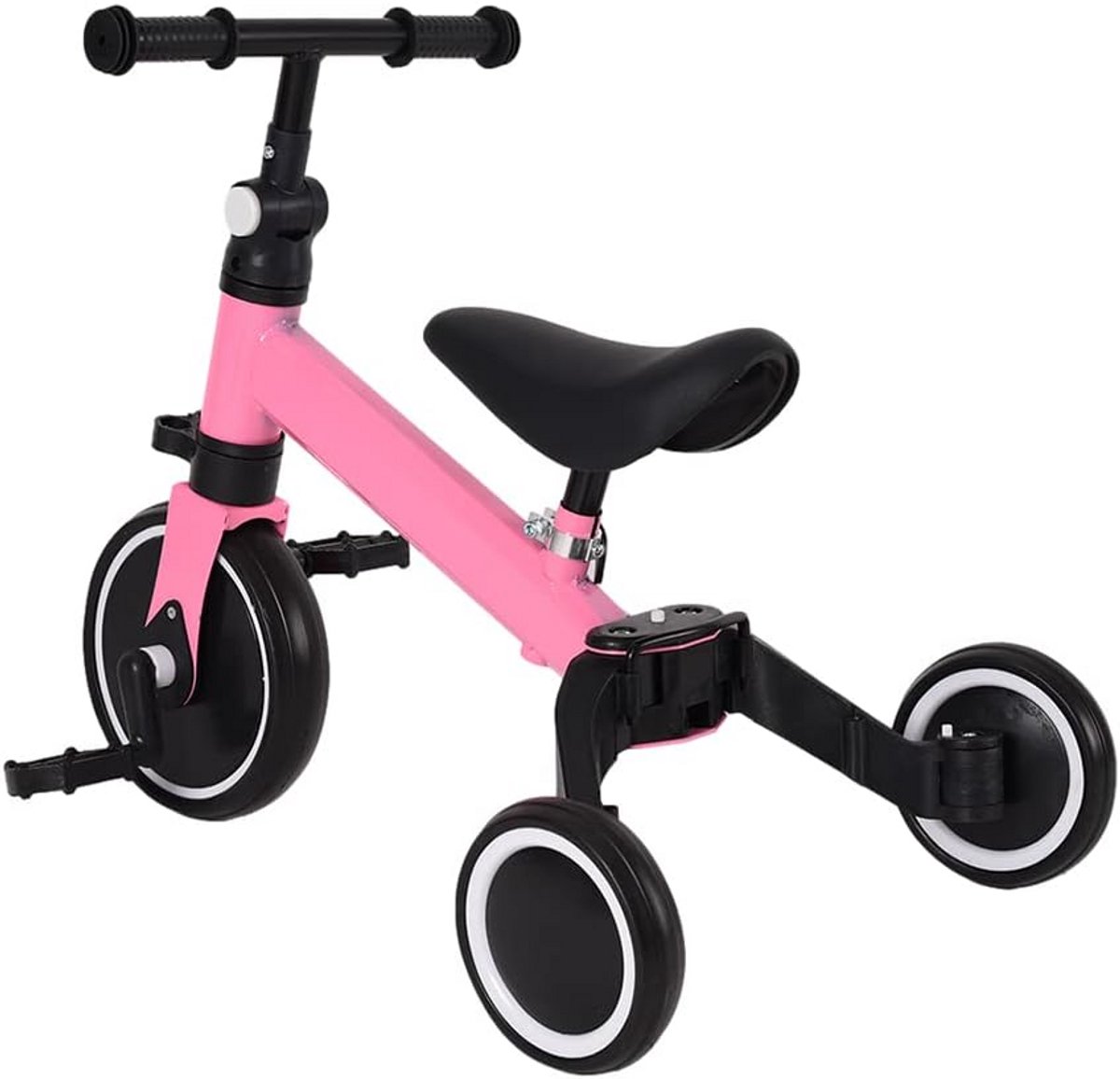 Loopfiets Driewieler voor Peuters en Kinderen met Duwstang en Voetsteun (Roze) Driewieler kopen online