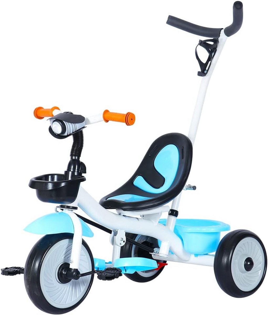 Loopfiets Driewieler voor Peuters met Duwstang en Pedalen (Wit/Blauw) Driewieler kopen online
