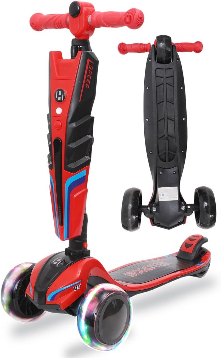 Loopfiets Kinderen 3 Wielen met LED Verlichting - Inklapbaar en In Hoogte Verstelbaar voor Jongens en Meisjes (3-12 Jaar) Loopfiets kopen online