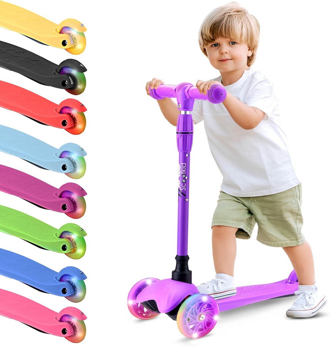 Loopfiets met LED Wielen voor Peuters (2-4 jaar) - Stevige Driewieler Scooter Loopfiets kopen online