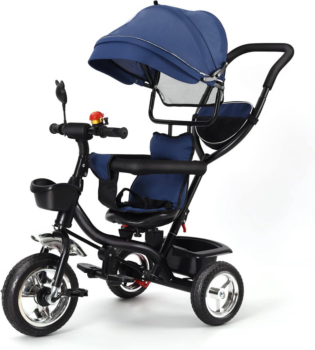 Luxe 4-in-1 Driewielfiets voor Baby en Peuter met Duwstang en Zonnekap (Blauw) Driewieler kopen online