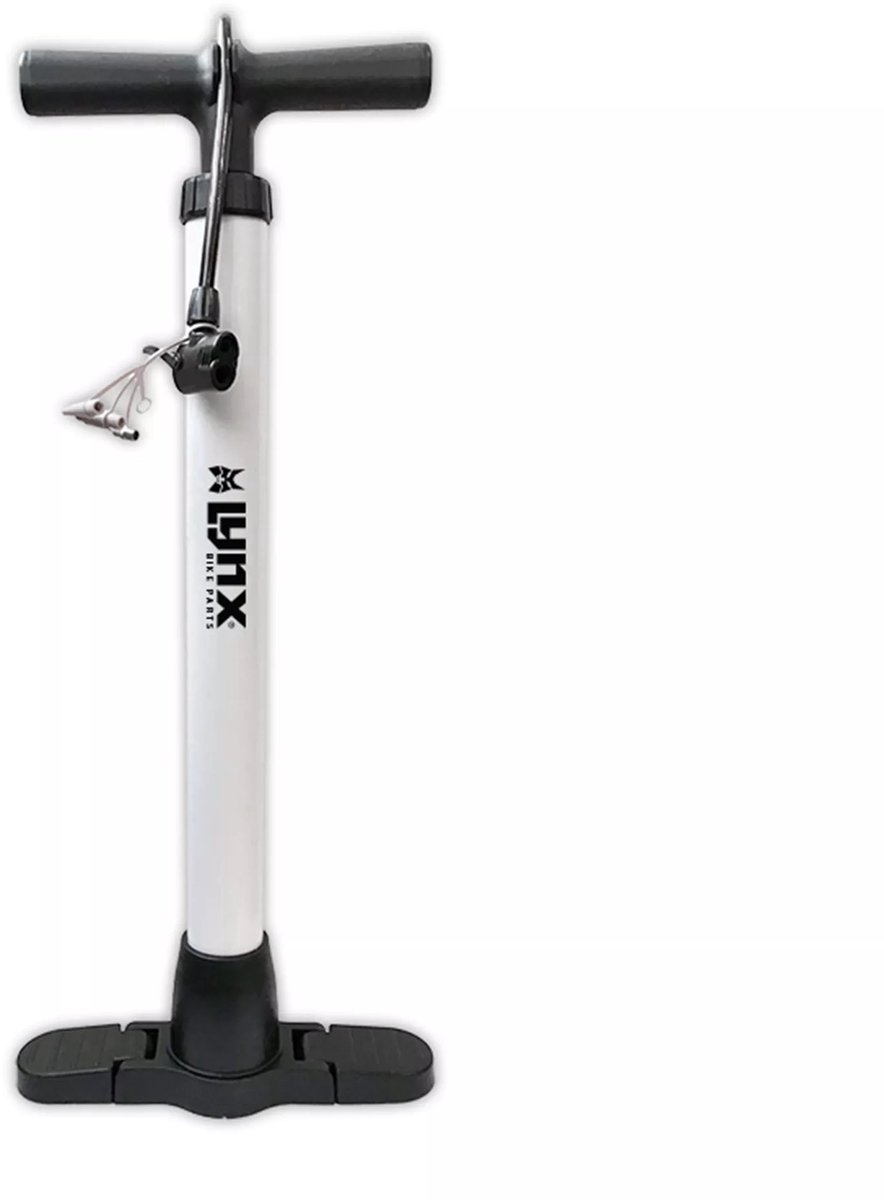 lynx fietspomp met inklapbare voet multifunctioneel 63 cm wit