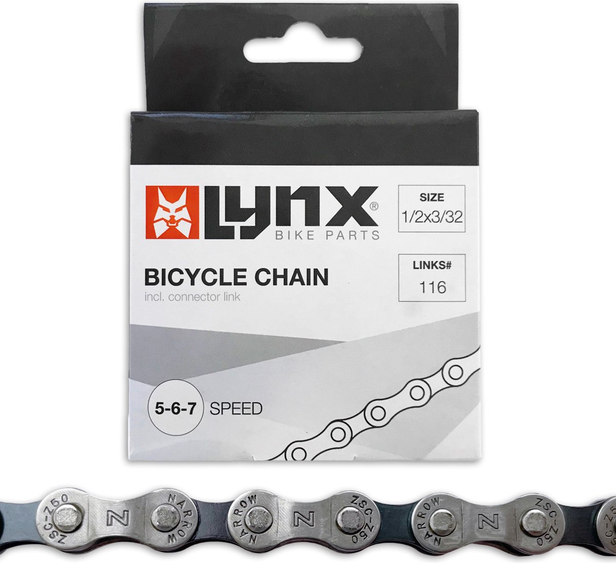 lynx ketting 1 2 x 3 32 5 6 7 speed 116 schakels staal zwart