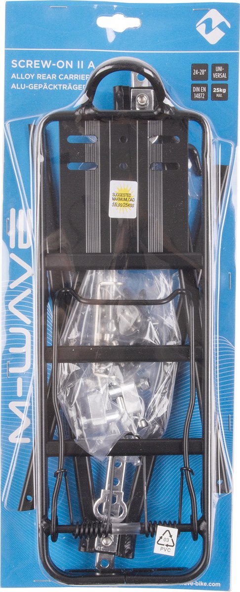 m wave universele bagagedrager zwart aluminium 26 28 inch afneembare zijdelen max 25 kg
