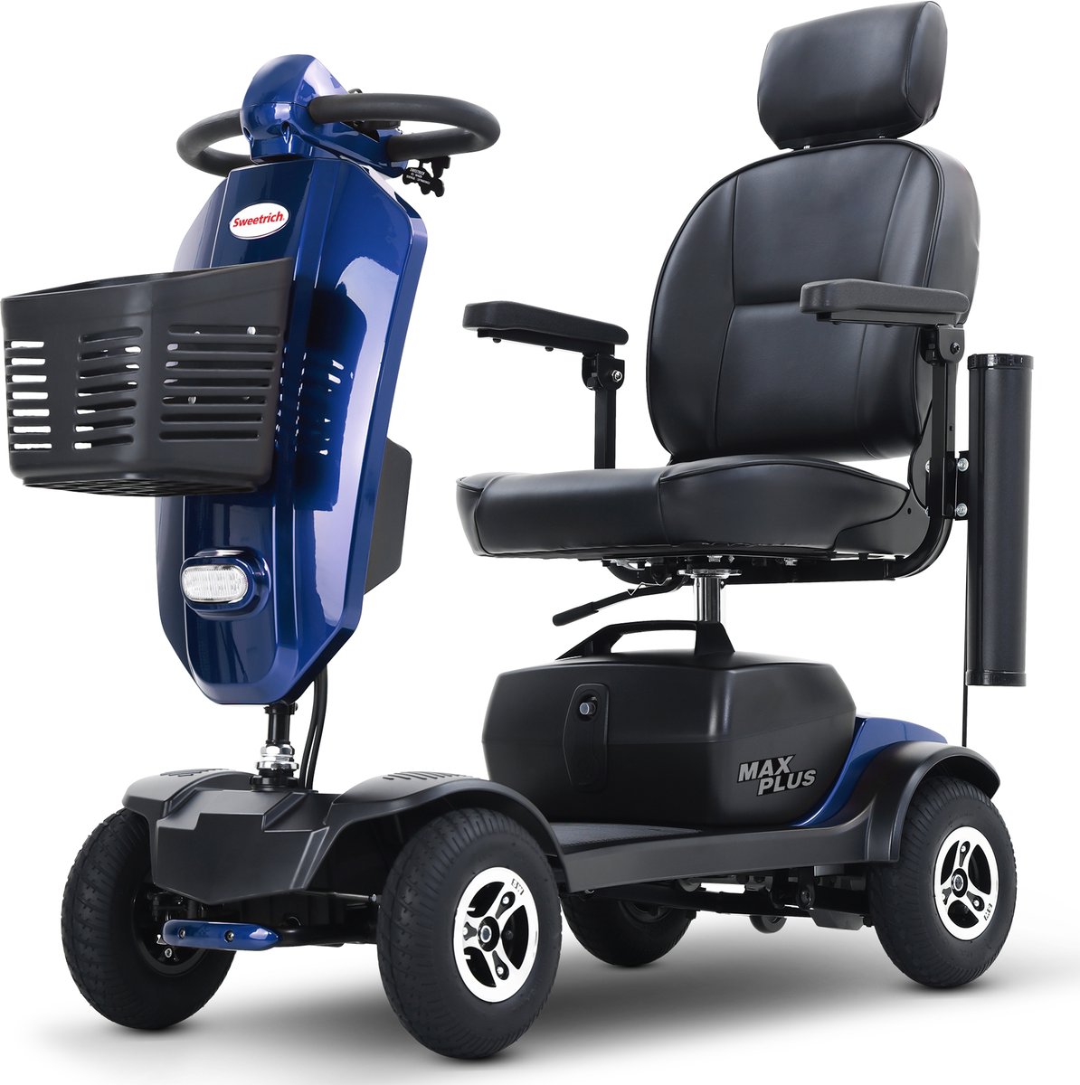 max plus blue combo elektrische outdoor mobilit tsroller 300w krachtige motor met demping 360 draaibare luxezitplaats met kopsteun verstelbare armleuningen zithoogte