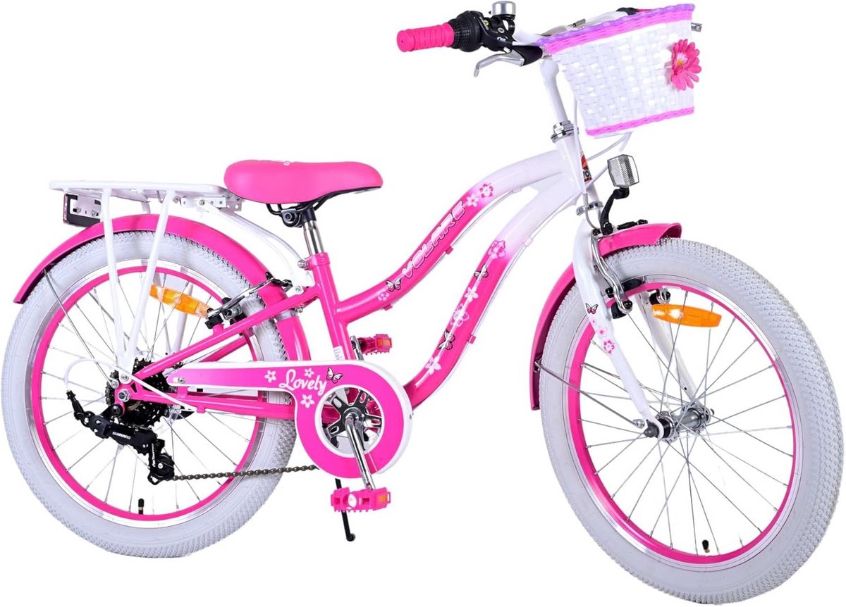 meisjesfiets 20 inch roze met 7 versnellingen kinderfiets voor 6 tot 8 jaar