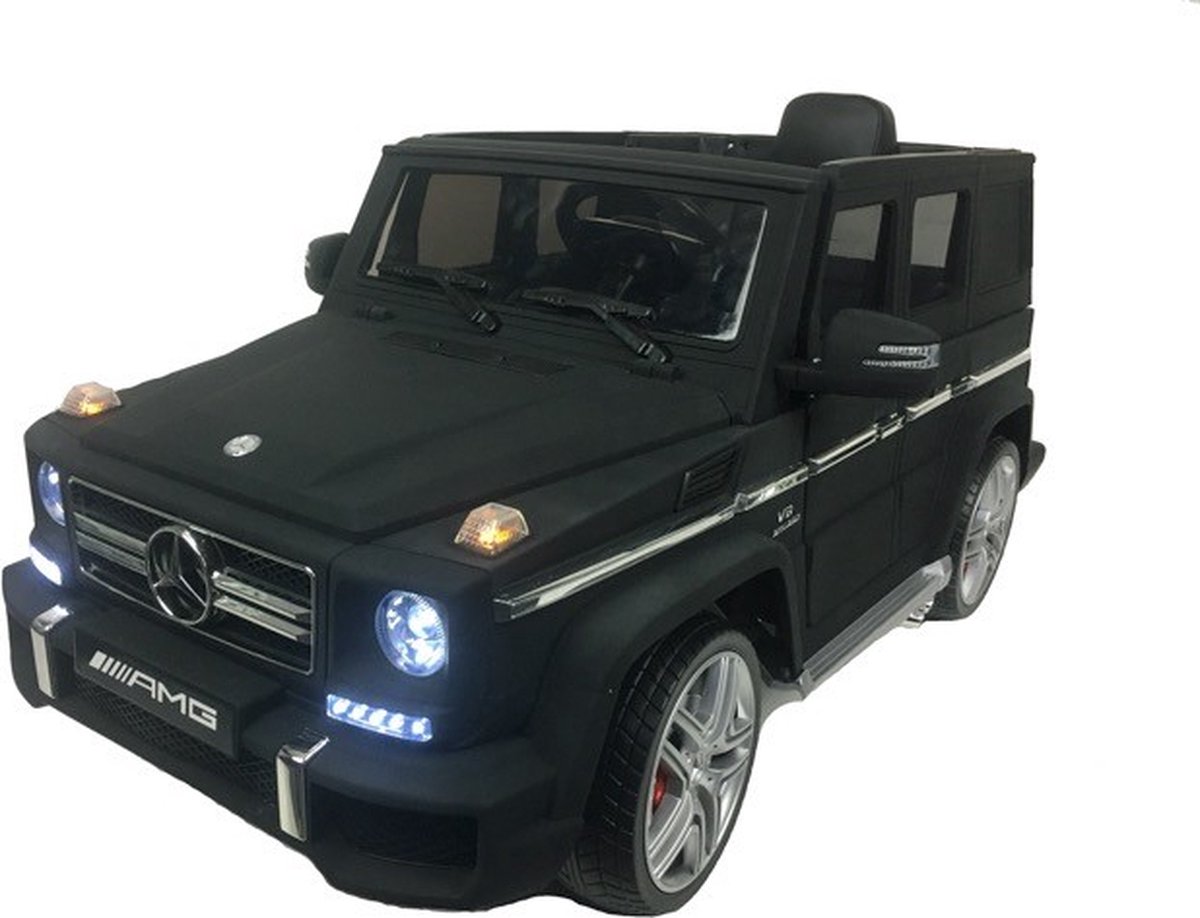 mercedes g63 zwart 12v muziekmodule leren zadel rubberen eva banden