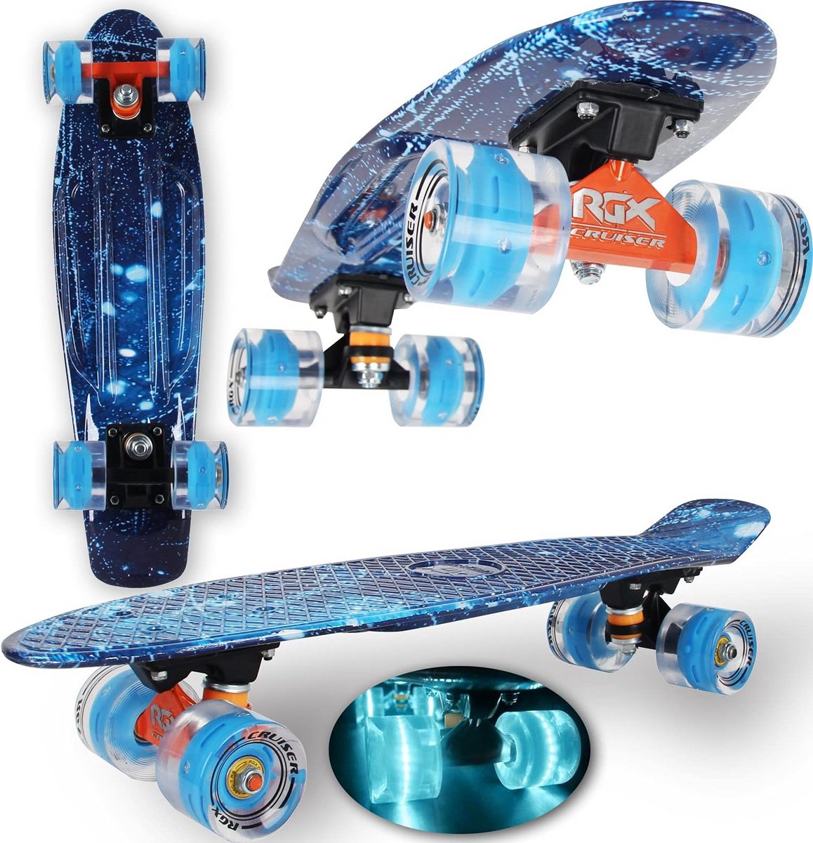 mini cruiser skateboard 56 cm 22 inch met led lichtgevende wielen voor kinderen en volwassenen