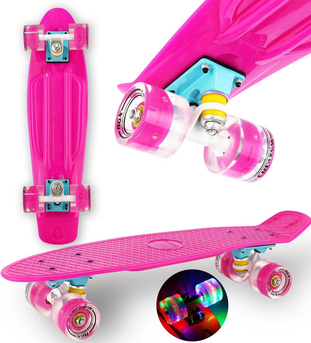 Mini Cruiser Skateboard 56 cm (22 inch) met LED Wielen | Voor Kinderen en Volwassenen Skateonderdeel kopen online