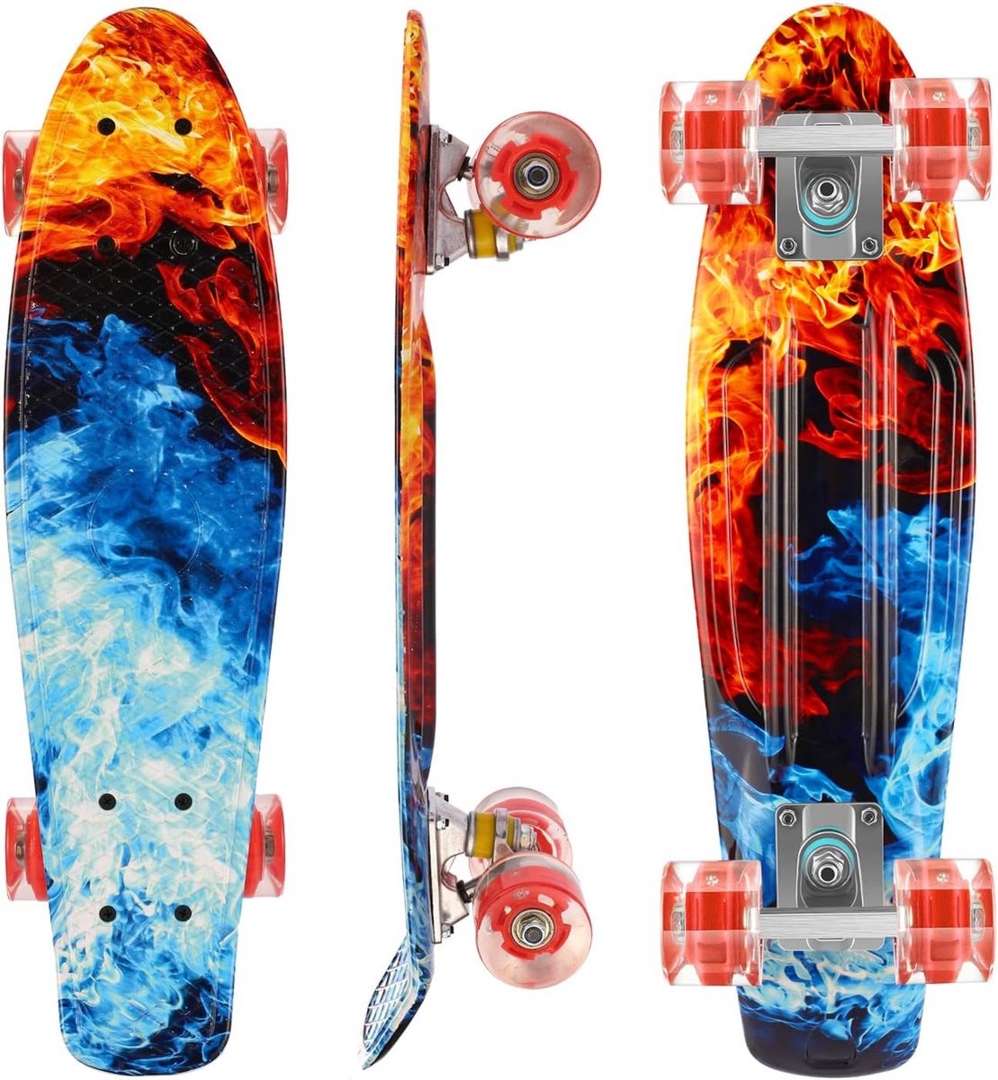 Mini Cruiser Skateboard 56 cm Retro Stijl voor Kinderen, Jongeren en Volwassenen - Compleet met PU Wielen en ABEC-7 Lagers Skateonderdeel kopen online