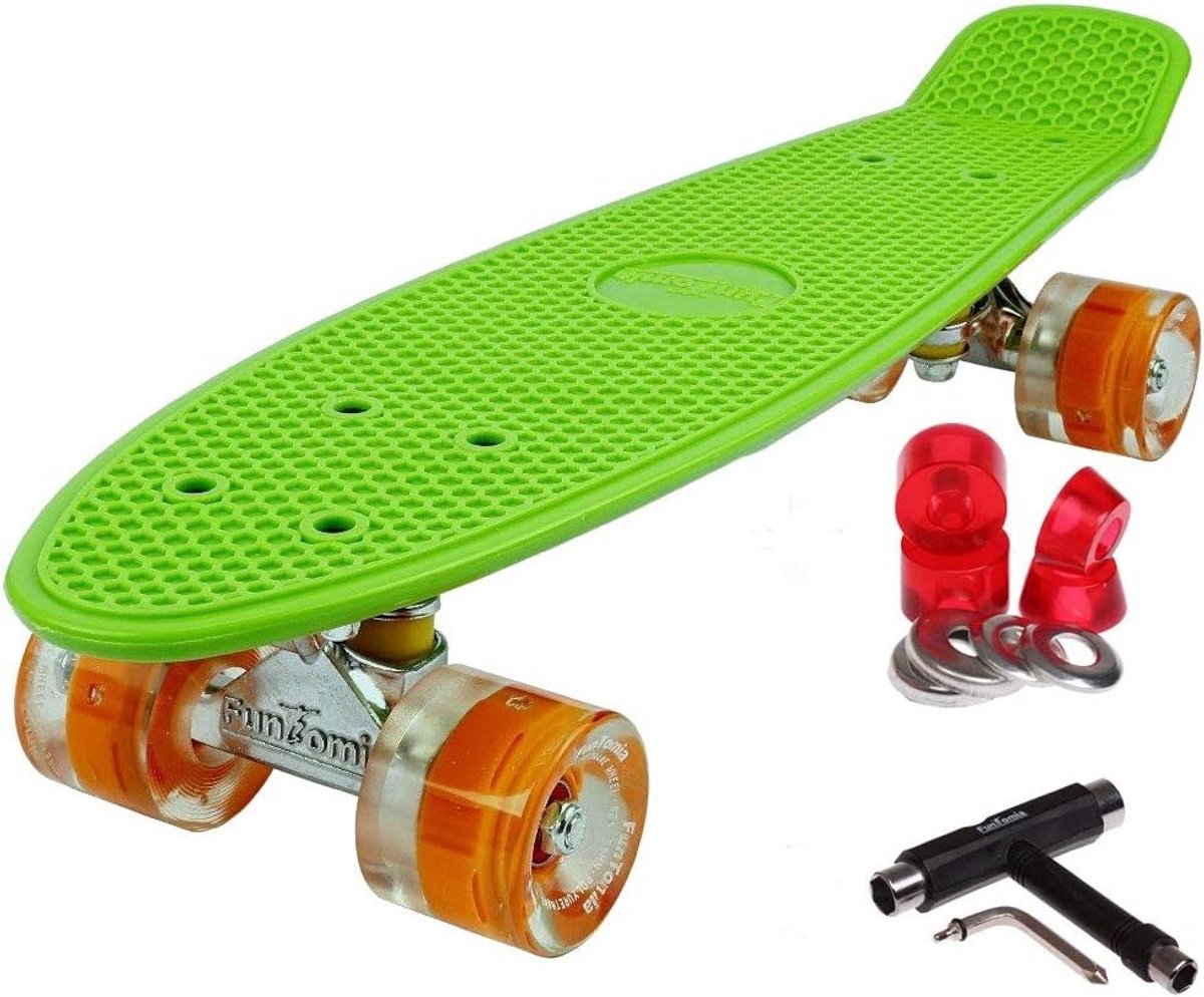 Mini Cruiser Skateboard 57 cm - Met of Zonder LED Wielen - Retro Design Cruiser met ABEC-11 Lagers Skateonderdeel kopen online