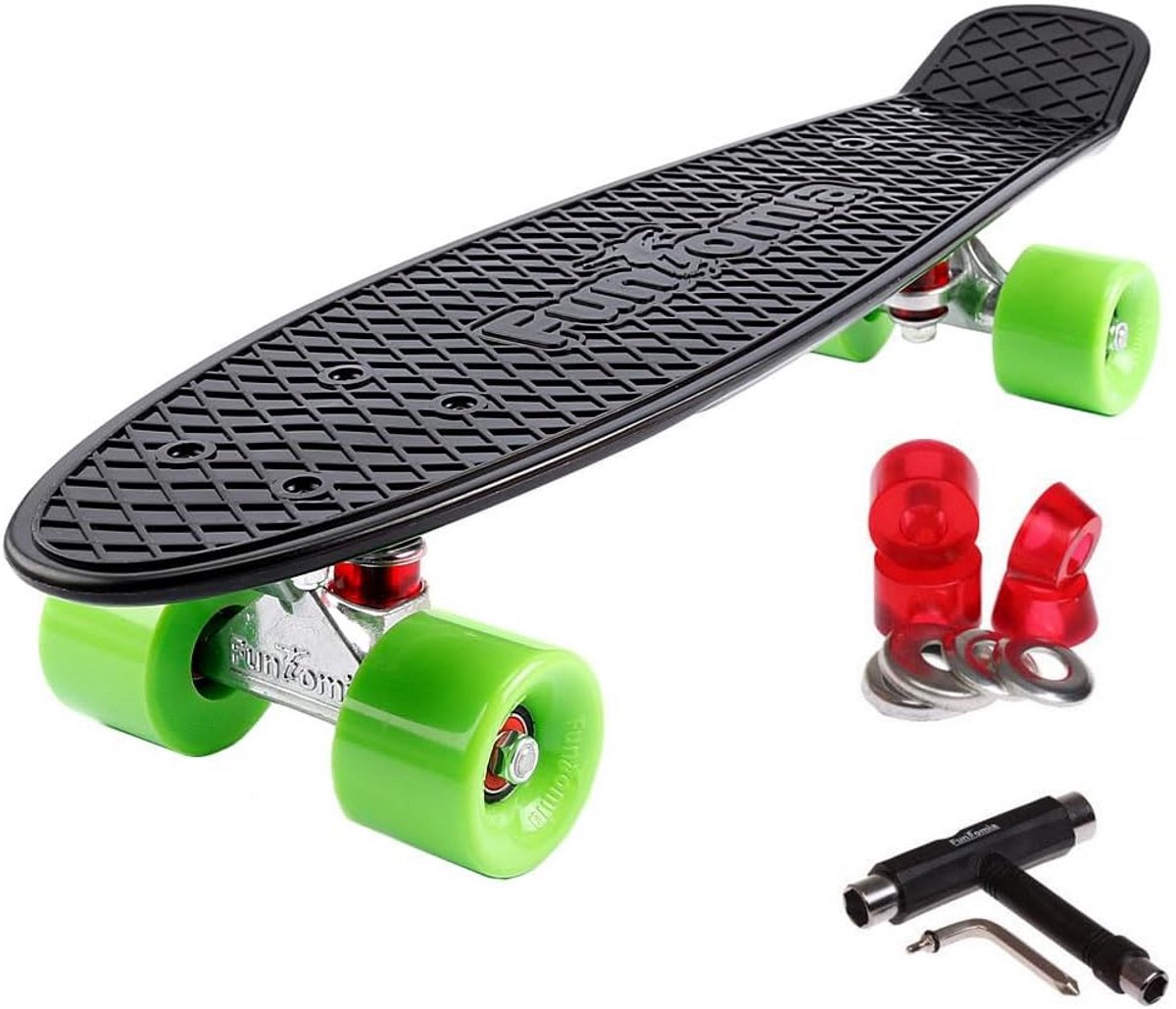 Mini Cruiser Skateboard 57 cm Retro Design - Met of Zonder LED Wielen - ABEC-11 Lagers Skateonderdeel kopen online