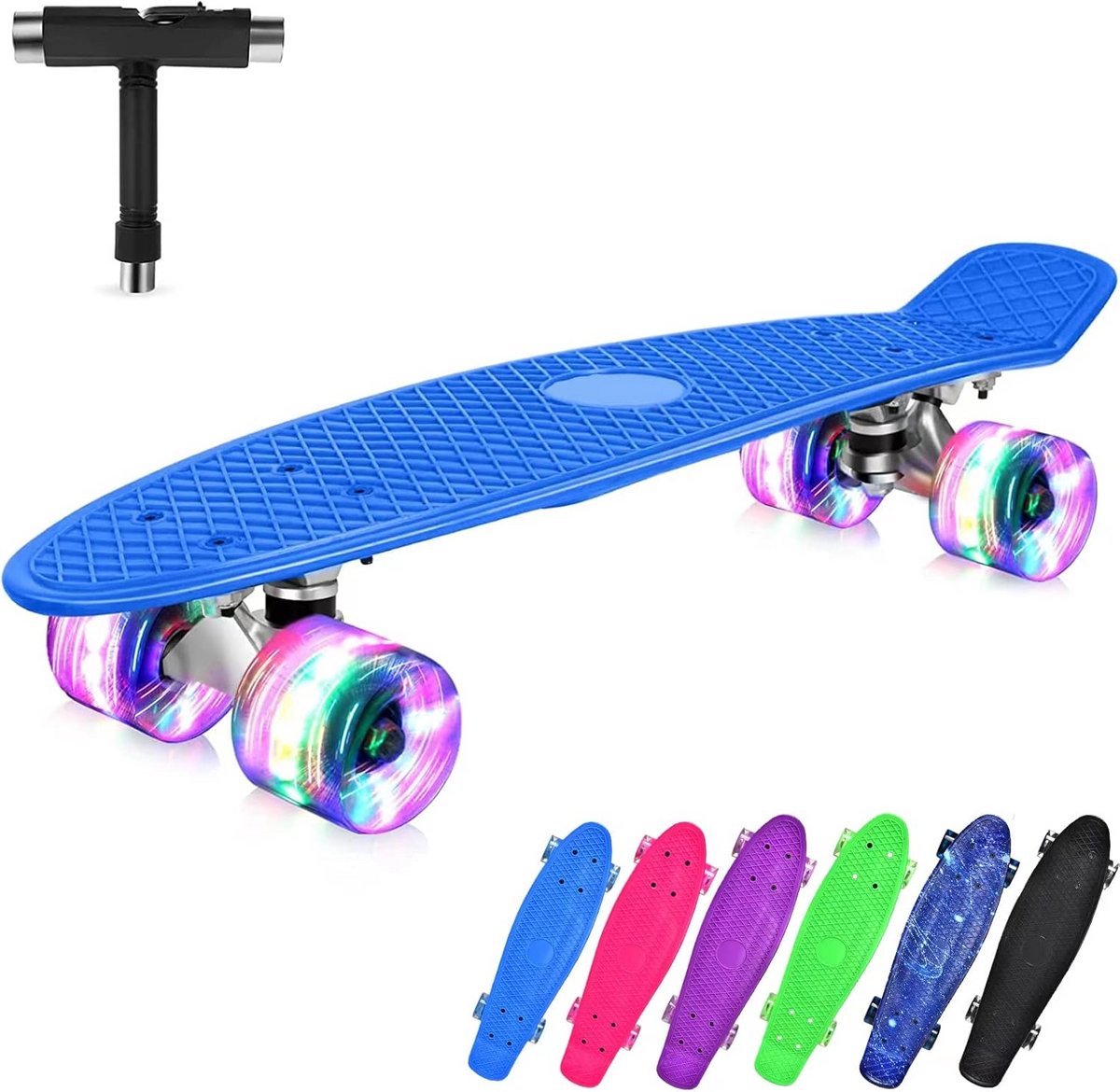 Mini Cruiser Skateboard met LED Lichtwielen - Compleet Skatebord voor Kinderen en Volwassenen Skateonderdeel kopen online