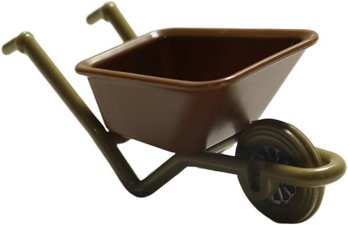 Miniatuur Kruiwagen Bruin - Poppenhuis Decoratie en Landschap Accessoire Speelgoedkruiwagen kopen online