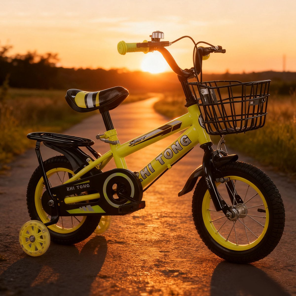 Omabeta Kinderserie 16-inch Kinderfiets met Leerwieltjes, Verstelbaar Stuur en Zadel – 16 Inch – Voor Jongens en Meisjes, Geel Kinderfiets kopen online